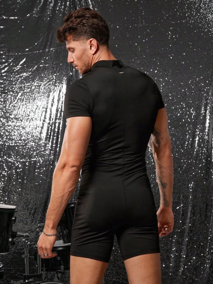 Uptown Funky Men's Zipper Front Short Sleeve Casual Romper